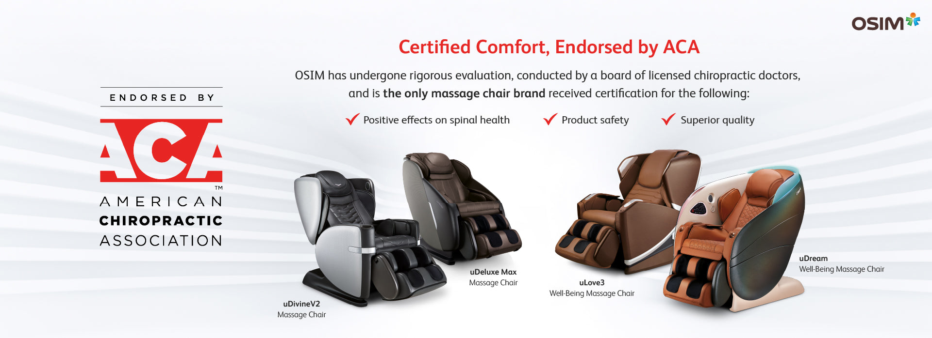 OSIM Massage Chair endorsed by American Chiropractic Association. OSIM Massage Chair endorsed by American Chiropractic Association.